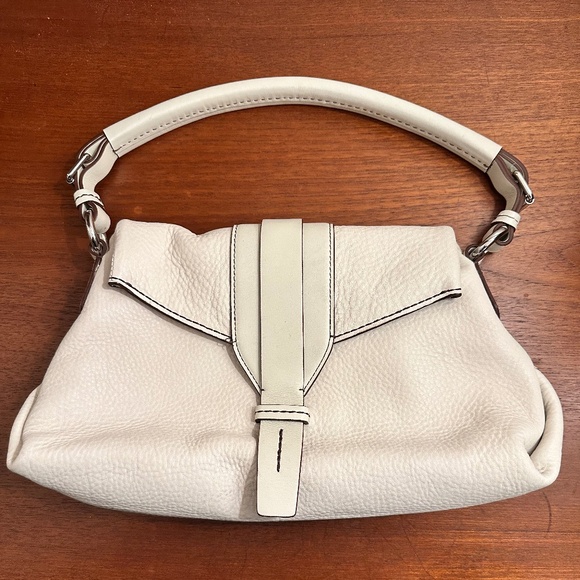 Tumi Handbags - Tumi Winter White/ Ivory Flap Pebbled Leather Small Shoulder Tote Handbag